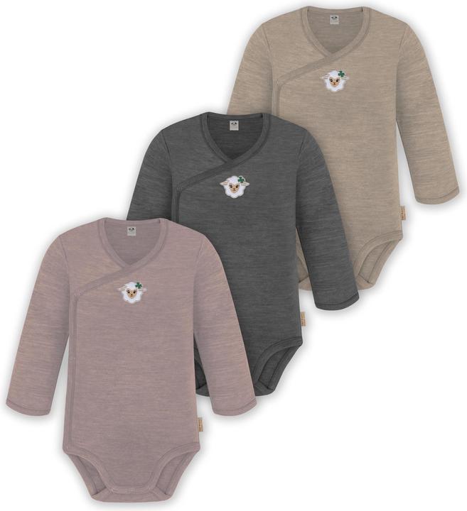 Produktbild Normani 3er Pack Baby Merino Langarm Wickelbody für Junge und Mädchen - 9355 (74)
