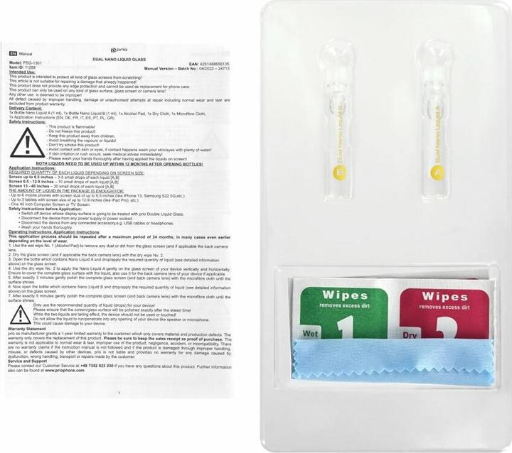 Image du produit prio Protection d'écran en verre liquide avec double nano-revêtement (2 pièce(s), Huawei P50, Sony Xperia 1 IV, Motorola Moto G54, OnePlus 12R, Xiaomi 13T)