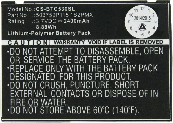 Actual product image Blaupunkt Battery Travelpilot Lucca 5.3 Battery 503759P115 1S2PMX