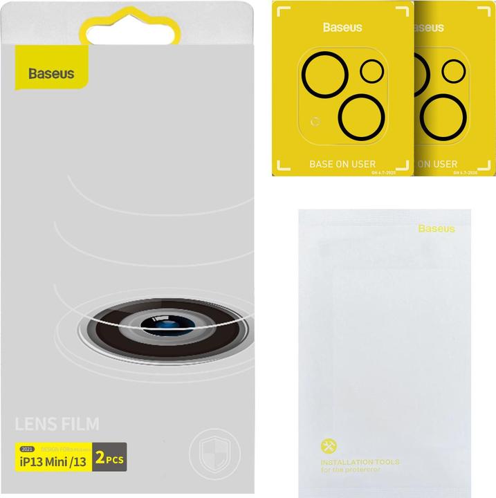 Actual product image Baseus Full-Frame Lens Film For iP 5.4/6.1 Inch Dual Camera 2021 (2pcs/pack) Transparent (2 Piece, Apple iPhone 13 mini)