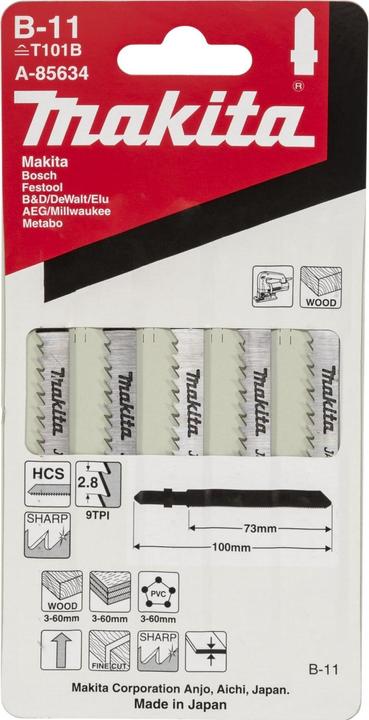 Actual product image Makita JIG SAWBLADE 75MM B11 WOOD 5 PCS