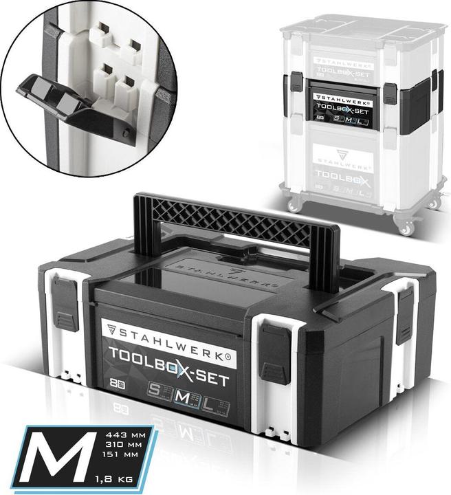 Produktbild Stahlwerk Toolbox Grösse M 443 x 310 x 151 mm stapelbare Systembox mit Tragegriff (1 Teile)