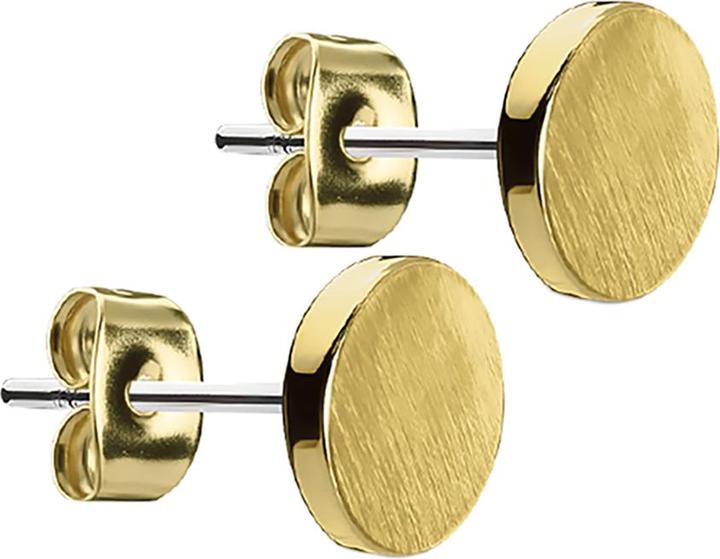 Star Piercing Ohrstecker rund gebürstet vergoldet (Messing, Chirurgenstahl 316L)