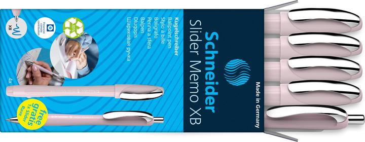 Produktbild Schneider AKTION: Kugelschreiber Slider Memo pink, Schreibfarbe: blau, 4 St. + GRATIS Kuge (Pink, 1 x)