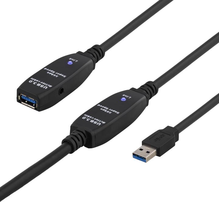 Productafbeelding Deltaco actieve usb 3.0 verlengkabel type a ha - ho adp 15m b (15 m, USB 3.2 Gen 1)