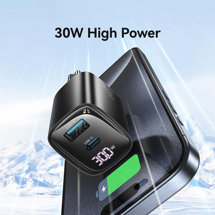 Produktbild Usams Ład. siec. CC229 30W GaN USB-C/USB-A Fast Charging XC Series czarny/black CC229TC01 (30 W)