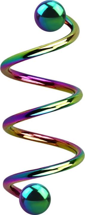 Star Piercing Micro Spirale farbig mit zwei Kugeln (Chirurgenstahl 316L, ohne Messing)
