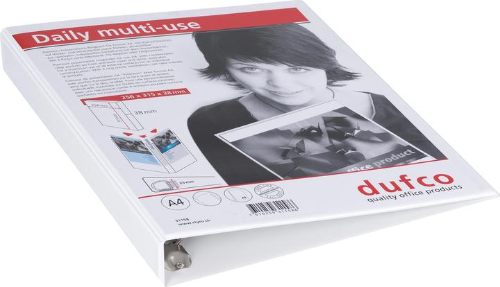 Immagine prodotto Dufco Raccoglitore ad anelli 3.8 cm, Bianco (A4, 38 mm, 1 Pezzo/i)