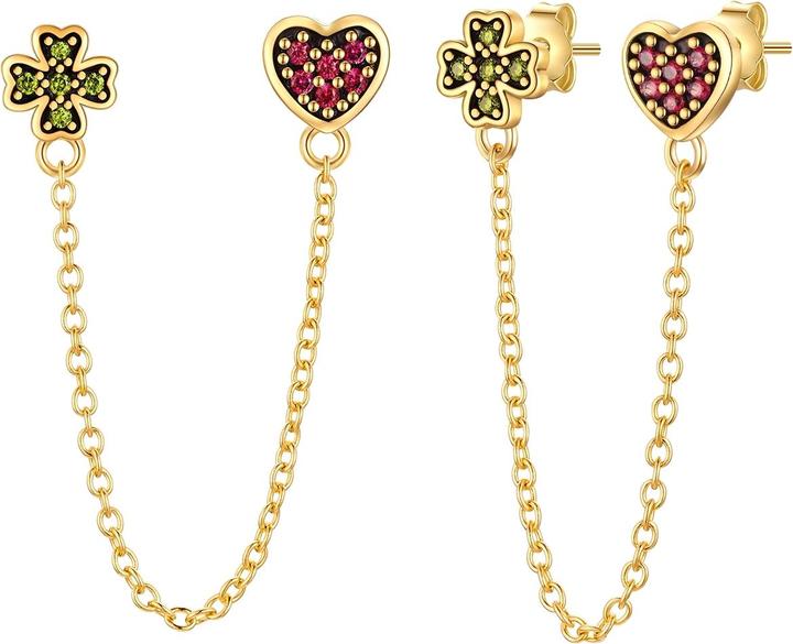 Immagine prodotto Glanzstücke München Orecchini da donna con cuore e quadrifoglio in argento - 34556 (Argento)