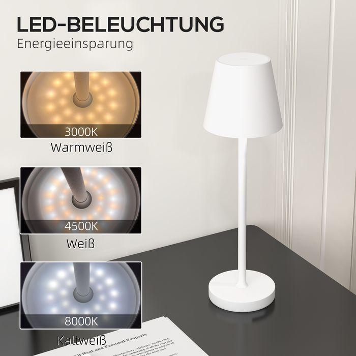 Produktbild Swisshandel24 Tischlampe Aufladbar, USB, 3 Lichtfarben, Metall, Weiss (350 lm)