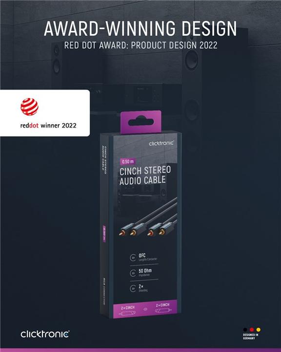 Immagine prodotto clicktronic Cavo audio stereo (0.50 m, Cinch)