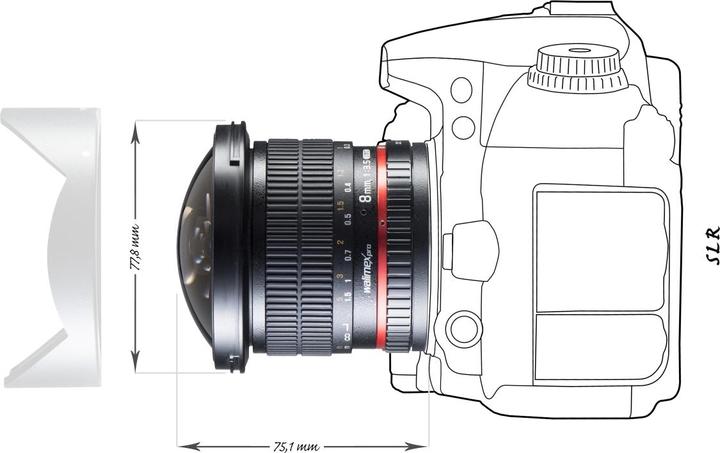 Produktbild Walimex pro 8mm f/3.5 II Fisheye, Canon EF-S (Canon EF-S, APS-C / DX)