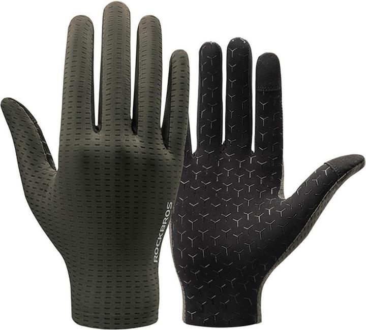 Rockbros Breathable Full Finger Cycling Gloves, Size: XL - Green (XL)