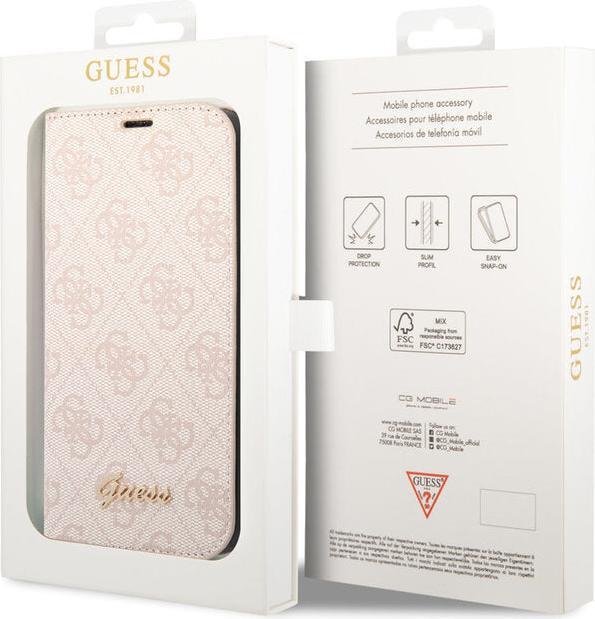 Produktbild Guess GUBKP14SHG4SHP iPhone 14 6,1" różowy/pink book 4G Vintage Gold Logo (Apple iPhone 14)