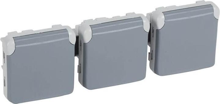 Image du produit Legrand Plexo55 Modular Prise de courant triple horizontale gris pour locaux humides 069578