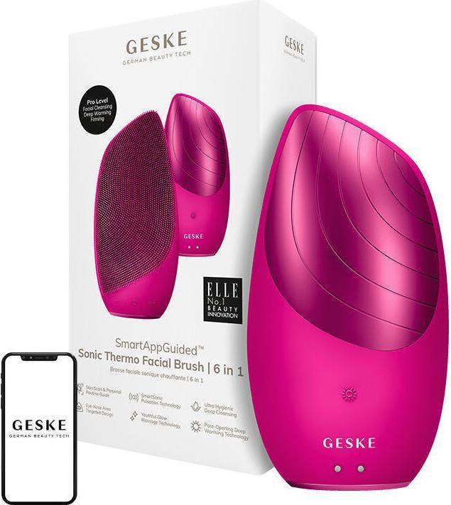 Actual product image Konjac Sponge Soniczna szczoteczka termiczna do twarzy 6w1 Geske z Aplikacją (magenta)