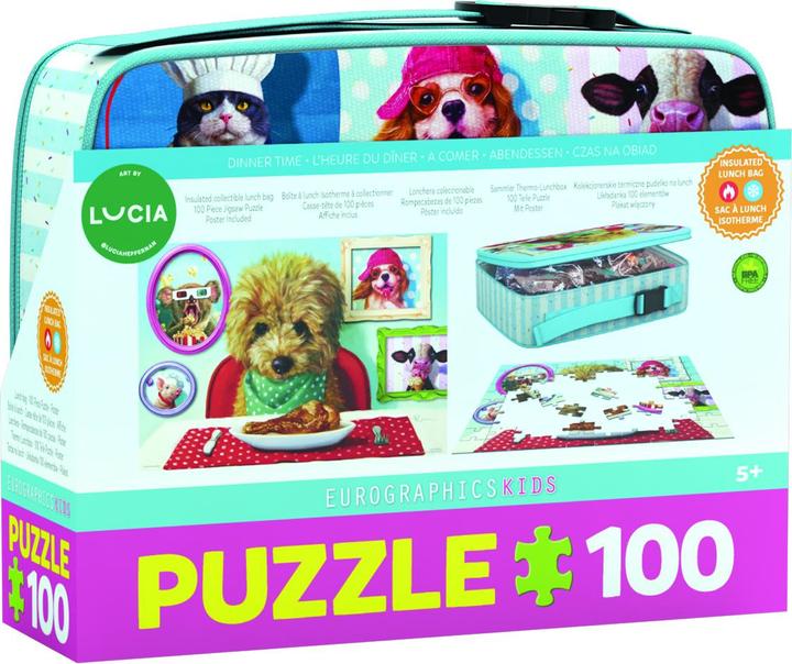 Actual product image Eurographics Dinner Time by Heffernan Puzzle in a Lunch Bag (100 pieces)