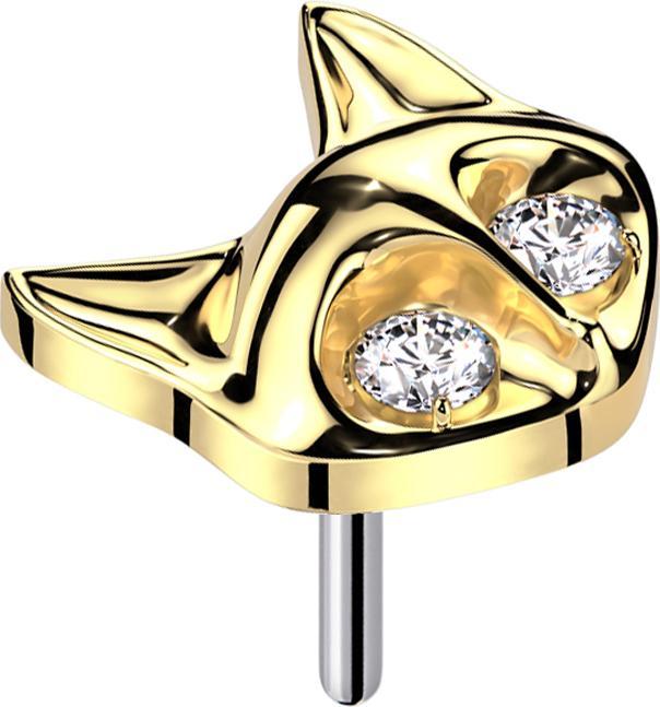 Star Piercing Threadless Fuchs vergoldet zwei Augen Kristall silber (Titan G23, ohne Messing)