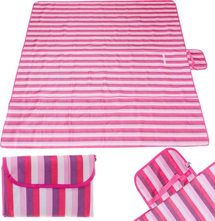 Actual product image Ikonka Beach mat picnic blanket 200x200cm pink