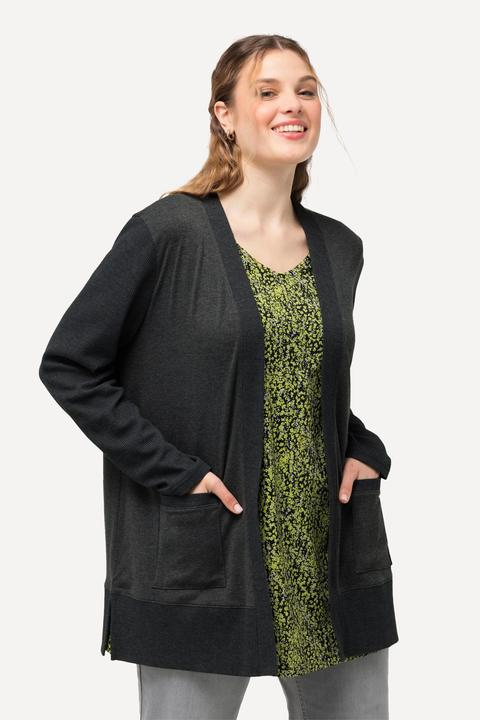 Produktbild Ulla Popken Sweatjacke, Waffelstruktur, offene Form, Langarm (54)
