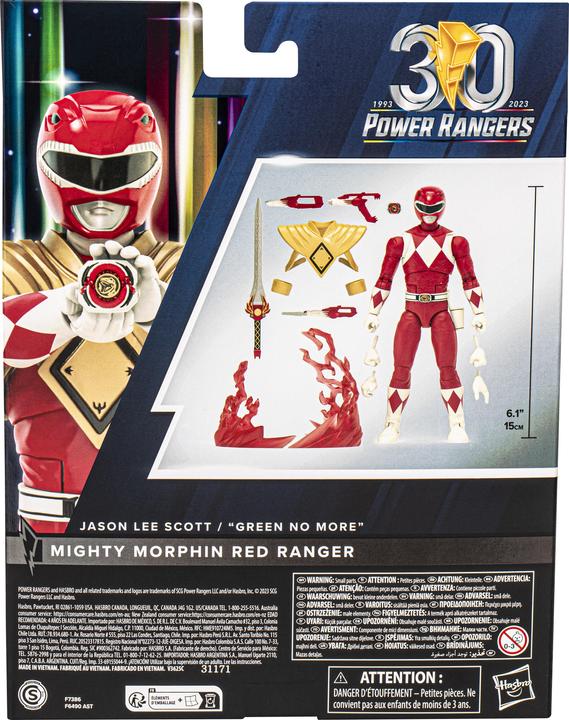 Actual product image Power Rangers Lightning Collection Remastered Mighty Morphin Red Ranger Action Figure, 15 cm