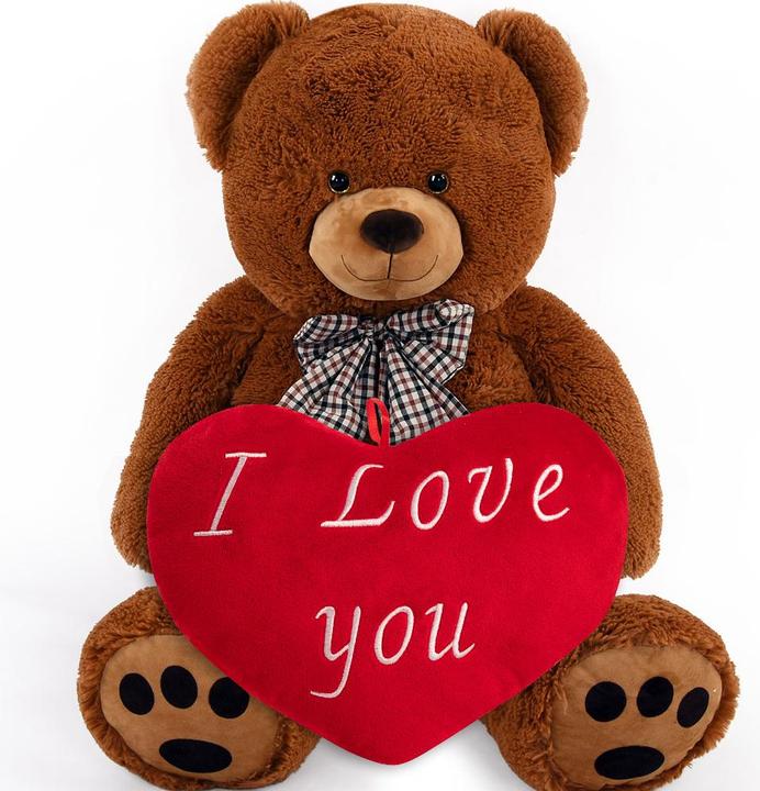 Marron avec coussin cœur 30cm