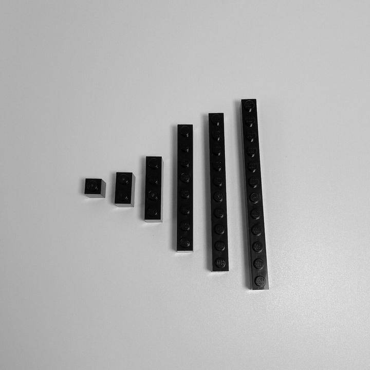 Actual product image LEGO bricks black 1-row mixed - NEW! Lot of 500x (LEGO Classic)