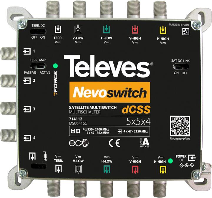 Televes Multiswitch 10.20cm (4") 2x16 NEVO-SCR dCSS kaska. MSU5416C (Multi switch)