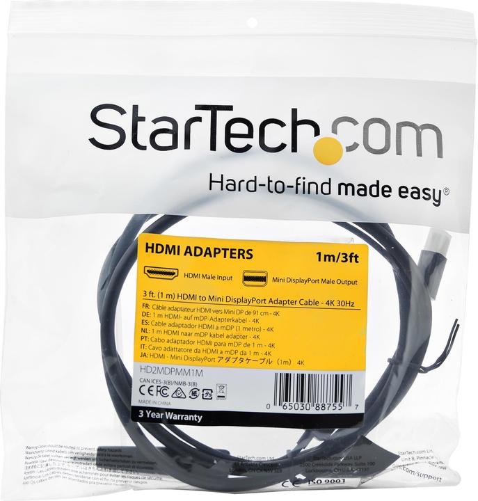 Produktbild StarTech HDMI (Typ A) — Mini DisplayPort (1 m, HDMI)