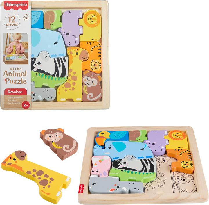 Fisher-Price 2-in-1 Tierwelt aus Holz (13 pieces)