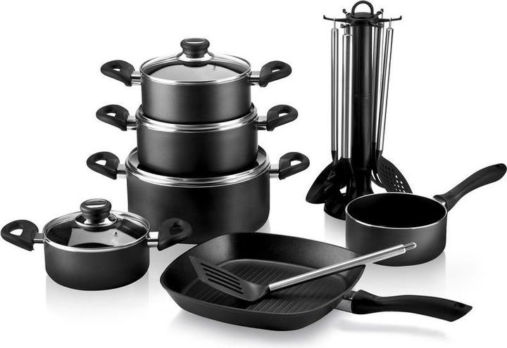 Image du produit Krüger Set d'ustensiles de cuisine en fonte d'aluminium (28 cm, Ensemble de casseroles et de poêles de cuisson, Fonte d'aluminium)