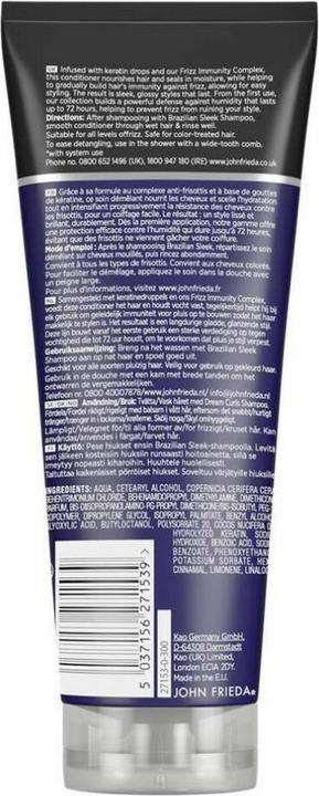 Actual product image John Frieda Frizz Ease Brazilian Sleek Conditioner 250 Ml (250 ml)