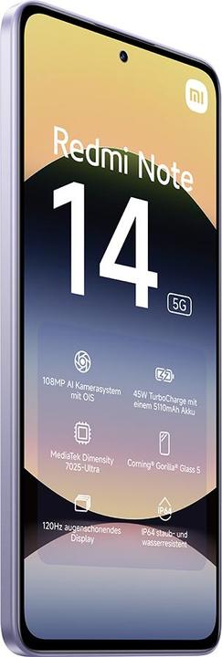 Image du produit Xiaomi Redmi Note 14 (256 Go, Lavender Purple, 6.67", Double SIM, 108 Mpx, 5G)