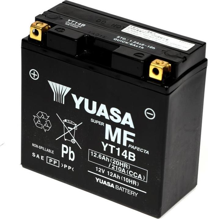 Produktbild Yuasa YT14B-BS Motorradbatterie 12Ah 12V AGM Batterie 51201 Akku Roller Motorrad (12 V, 12 Ah, 210 A)