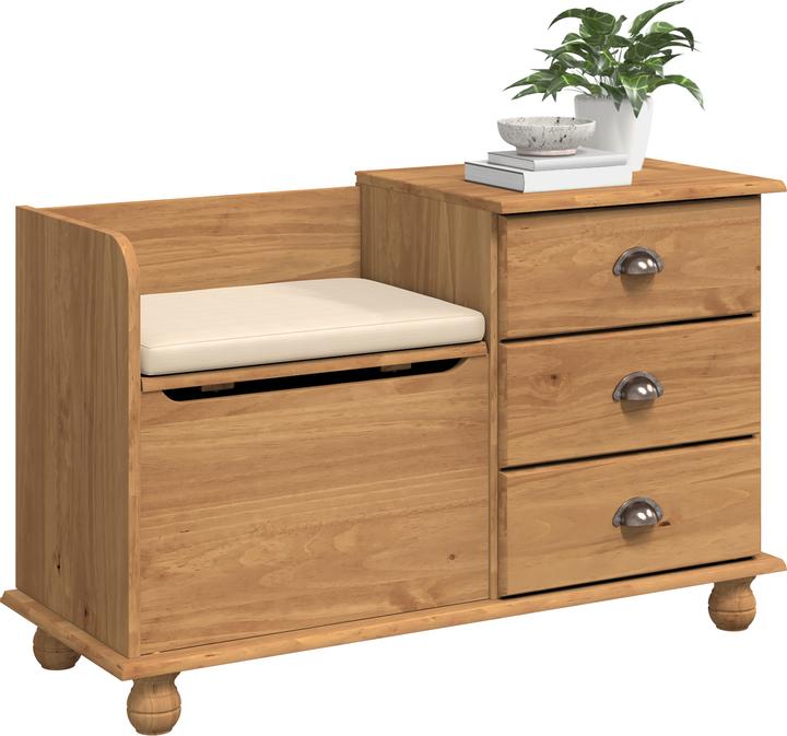 Immagine prodotto VidaXL Panca da ingresso "ASKIM" marrone miele 100x39x62 cm in legno di pino massiccio (100 cm)