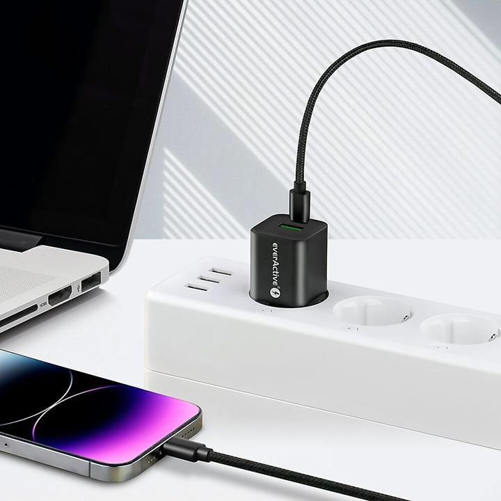 Actual product image Everactive Charger usb/usb-c qc3.0 30w technology quite black (30 W)