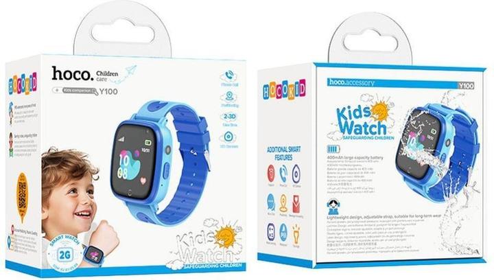Productafbeelding Hoco Headphone with microphone smartwatch for kids with call function 2G Y100 blue