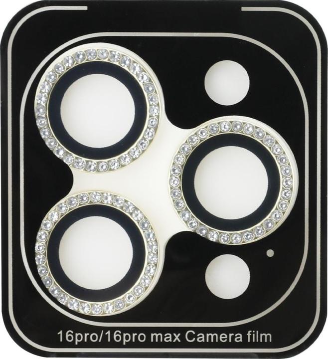 Produktbild Guess BP Rhinestone 2in1 Screen Protector and Camera Lens Set for iPhone 16 Pro Max - Gold (1 Stück, Apple iPhone 16 Pro)