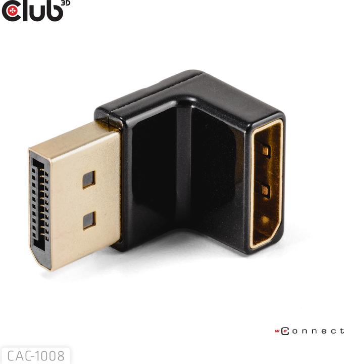 Actual product image Club 3D Club3D Adapter DP > DP 1.4 90° angled 4K@120Hz St/Bu retail (10.50 cm)