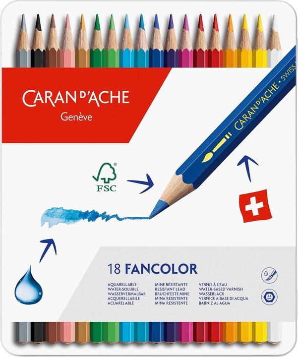 Produktbild Caran d'Ache Fancolor Farbstifte Metallschachtel (Mehrfarbig, 18 x)