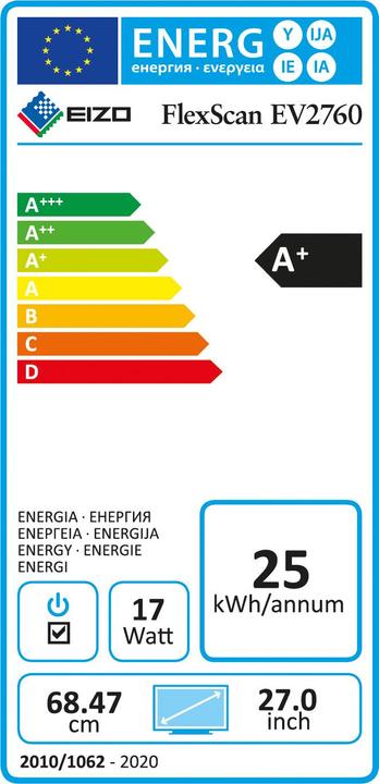 Energy Label Eizo EV2760 FlexScan (2560 x 1440 pixels, 27")