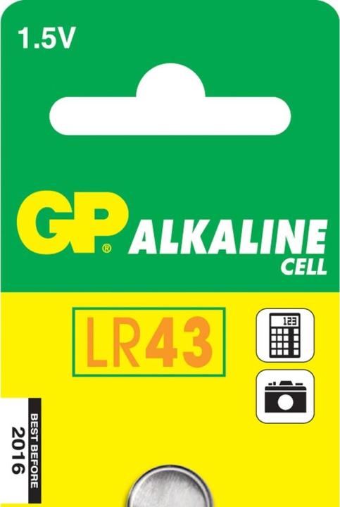 Produktbild GP Batteries GP Knopfzelle Alkaline LR43 1.5V, 1 Stk (1 Stk., LR43, 70 mAh)