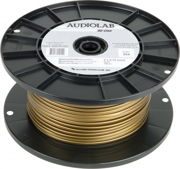 Produktbild Audiolab Netzkabel, flach, goldfarben, PVC, 100m Rolle (100 m)