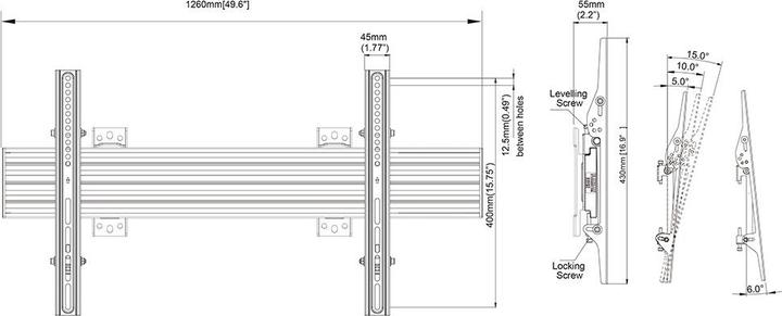 Image du produit Multibrackets Support mural inclinable, 65"-120", VESA100x100 - (Mur, 120", 70 kg)