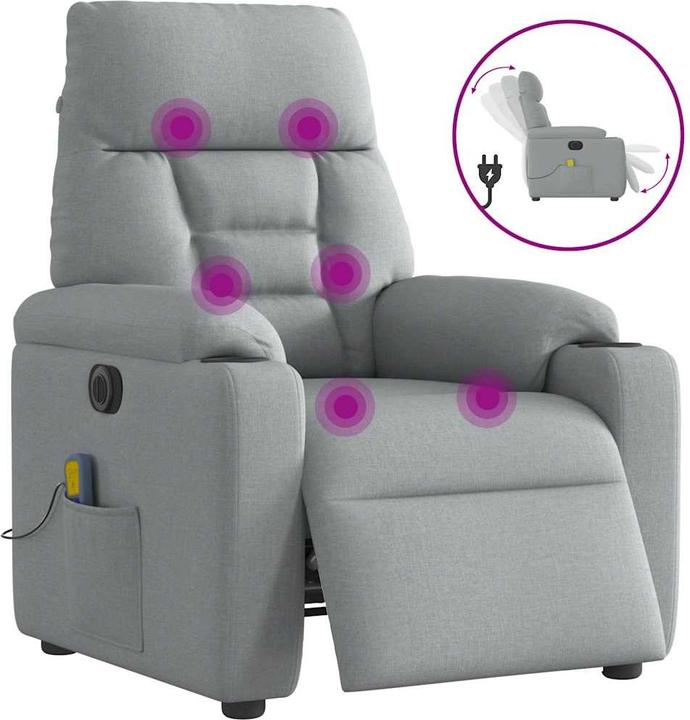 VidaXL Massagesessel Elektrisch Hellgrau Stoff