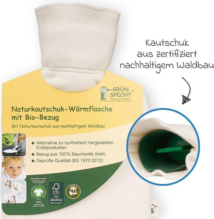 Produktbild Grünspecht Kinder-Wärmflaschen Wärmflasche aus Naturkautschuk mit Bezug aus (0.60 l)