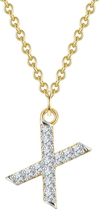 Immagine prodotto Glanzstücke München Lettera X da donna in argento sterling con zirconi in oro giallo 45,0 cm di base + 5,0 cm di (Argento, 40 - 45 cm)