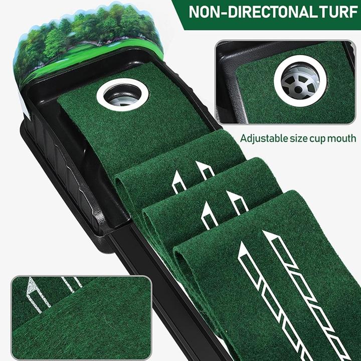 Immagine prodotto Huaen Golf Putting Matte mit Ballrücklauf – 259 cm Trainingsmatte