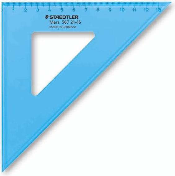 Produktbild Staedtler Zeichendreieck Mars, 45 Grad, Hypothenuse: 200 mm aus Plexiglas, mit Tuschekante, Skalierung ab der (21 cm)