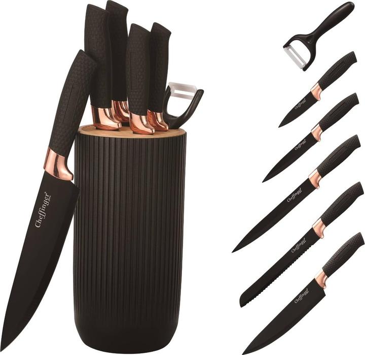 Produktbild Cheffinger Messerset - 7 Teile - Gold und Schwarz
